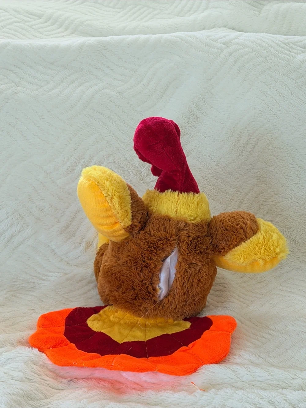 Plush Turkey Dog Toy - Brown, Yellow, Red